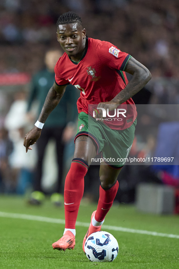 Rafael Leao of Portugal is in action during the UEFA Nations League 2024/25 League A Group A1 match between Portugal and Poland at Estadio D...