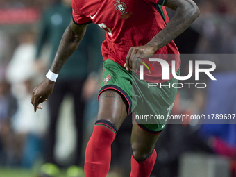 Rafael Leao of Portugal is in action during the UEFA Nations League 2024/25 League A Group A1 match between Portugal and Poland at Estadio D...