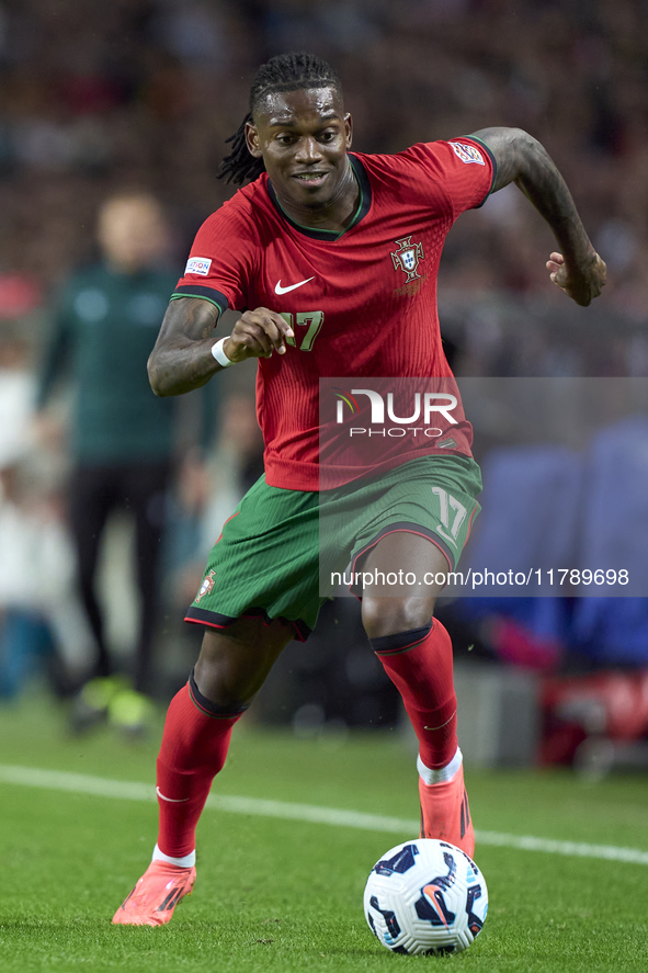 Rafael Leao of Portugal is in action during the UEFA Nations League 2024/25 League A Group A1 match between Portugal and Poland at Estadio D...