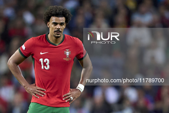 Renato Veiga of Portugal reacts during the UEFA Nations League 2024/25 League A Group A1 match between Portugal and Poland at Estadio Do Dra...