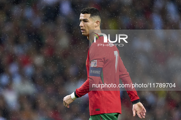 Cristiano Ronaldo of Portugal looks on during the UEFA Nations League 2024/25 League A Group A1 match between Portugal and Poland at Estadio...