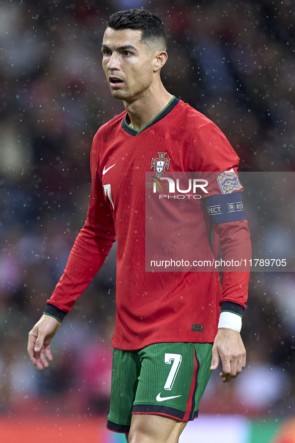 Cristiano Ronaldo of Portugal looks on during the UEFA Nations League 2024/25 League A Group A1 match between Portugal and Poland at Estadio...