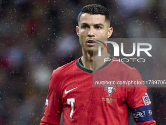 Cristiano Ronaldo of Portugal looks on during the UEFA Nations League 2024/25 League A Group A1 match between Portugal and Poland at Estadio...