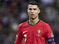 Cristiano Ronaldo of Portugal looks on during the UEFA Nations League 2024/25 League A Group A1 match between Portugal and Poland at Estadio...