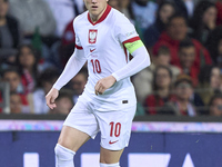 Piotr Zielinski of Poland is in action during the UEFA Nations League 2024/25 League A Group A1 match between Portugal and Poland at Estadio...