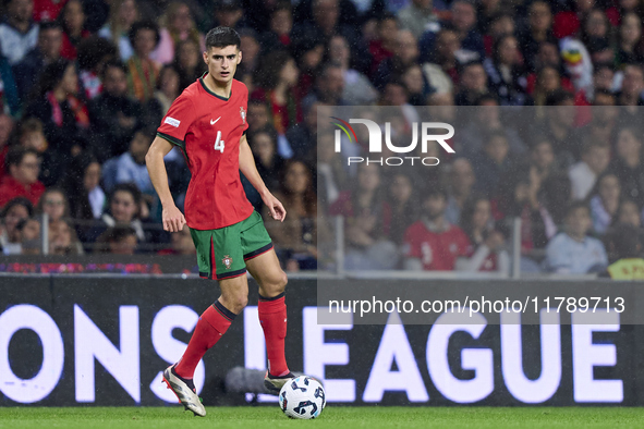 Antonio Silva of Portugal is in action during the UEFA Nations League 2024/25 League A Group A1 match between Portugal and Poland at Estadio...