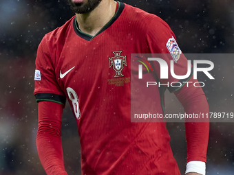 Bruno Fernandes of Portugal looks on during the UEFA Nations League 2024/25 League A Group A1 match between Portugal and Poland at Estadio D...