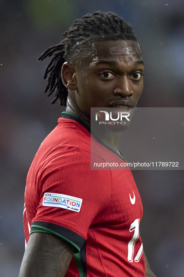 Rafael Leao of Portugal looks on during the UEFA Nations League 2024/25 League A Group A1 match between Portugal and Poland at Estadio Do Dr...