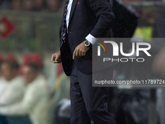 Michal Probierz, Head Coach of Poland, reacts during the UEFA Nations League 2024/25 League A Group A1 match between Portugal and Poland at...