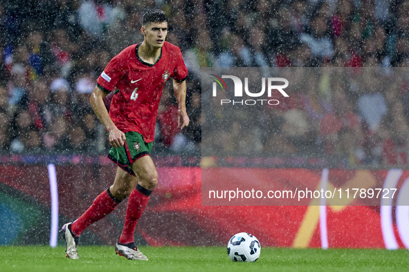 Antonio Silva of Portugal is in action during the UEFA Nations League 2024/25 League A Group A1 match between Portugal and Poland at Estadio...