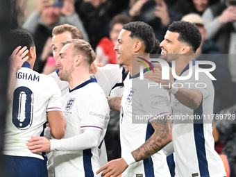 Jarrod Bowen (20 England) celebrates his goal during the UEFA Nations League 2024/5, League B, Group B2 match between England and the Republ...