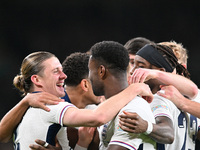 Connor Gallagher (left) celebrates his goal with teammates during the UEFA Nations League 2024/5, League B, Group B2 match between England a...