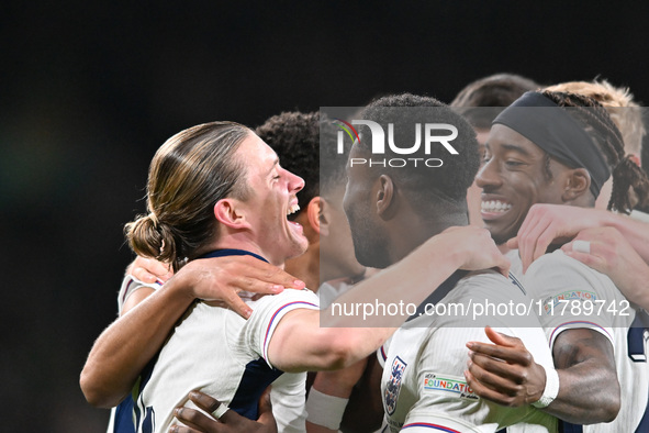 Connor Gallagher (4 England) celebrates his goal during the UEFA Nations League 2024/5, League B, Group B2 match between England and the Rep...