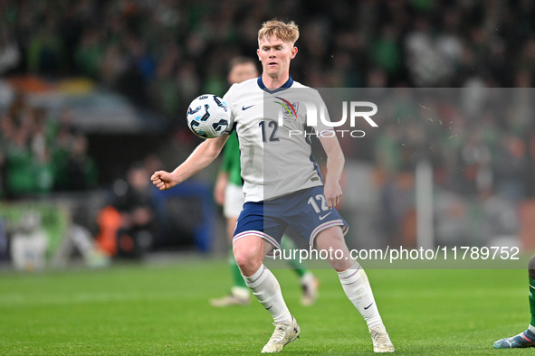 Lewis Hall (12 England) is challenged during the UEFA Nations League 2024/5, League B, Group B2 match between England and the Republic of Ir...