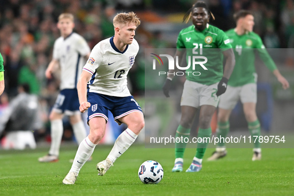 Lewis Hall (12 England) goes forward during the UEFA Nations League 2024/5, League B, Group B2 match between England and the Republic of Ire...