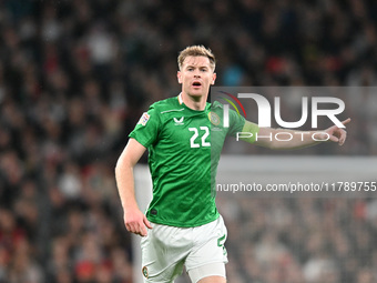 Nathan Collins of the Republic of Ireland points during the UEFA Nations League 2024/5, League B, Group B2 match between England and the Rep...