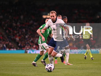 Harry Kane (9 England) goes forward during the UEFA Nations League 2024/5, League B, Group B2 match between England and the Republic of Irel...