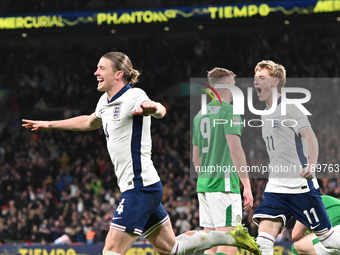 Connor Gallagher (4 England) celebrates scoring the third goal during the UEFA Nations League 2024/5, League B, Group B2 match between Engla...