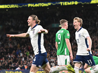 Connor Gallagher (4 England) celebrates scoring the third goal during the UEFA Nations League 2024/5, League B, Group B2 match between Engla...