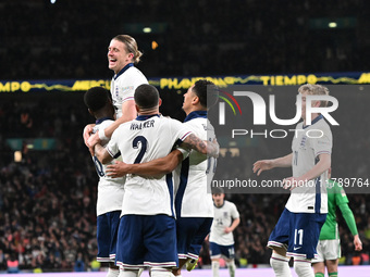 Connor Gallagher (4 England) celebrates his goal during the UEFA Nations League 2024/5, League B, Group B2 match between England and the Rep...