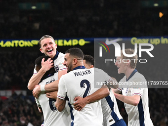 Connor Gallagher (4 England) celebrates his goal during the UEFA Nations League 2024/5, League B, Group B2 match between England and the Rep...