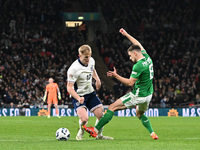 Lewis Hall (12 England) is challenged by Jayson Molumby (8 Republic of Ireland) during the UEFA Nations League 2024/5, League B, Group B2 ma...