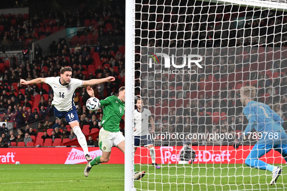 Taylor Harwood Bellis (16 England) scores during the UEFA Nations League 2024/5, League B, Group B2 match between England and the Republic o...