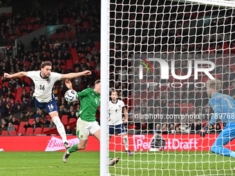 Taylor Harwood Bellis (16 England) scores during the UEFA Nations League 2024/5, League B, Group B2 match between England and the Republic o...