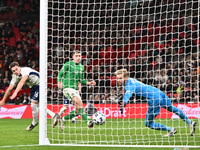 Taylor Harwood Bellis (16 England) scores during the UEFA Nations League 2024/5, League B, Group B2 match between England and the Republic o...