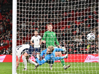 Taylor Harwood Bellis (16 England) scores during the UEFA Nations League 2024/5, League B, Group B2 match between England and the Republic o...