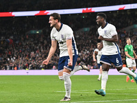 Taylor Harwood Bellis, 16, from England, celebrates his goal during the UEFA Nations League 2024/5, League B, Group B2 match between England...