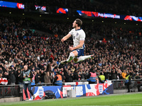 Taylor Harwood Bell celebrates his goal, England's fifth, during the UEFA Nations League 2024/5, League B, Group B2 match between England an...