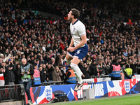 Taylor Harwood Bellis, 16, from England, celebrates his goal during the UEFA Nations League 2024/5, League B, Group B2 match between England...