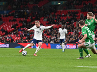 Jarrod Bowen shoots during the UEFA Nations League 2024/5, League B, Group B2 match between England and the Republic of Ireland at Wembley S...