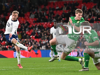 Jarrod Bowen (20 England) shoots during the UEFA Nations League 2024/5, League B, Group B2 match between England and the Republic of Ireland...