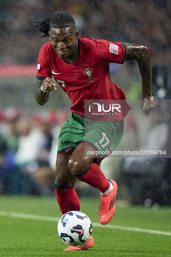 Rafael Leao of Portugal is in action during the UEFA Nations League 2024/25 League A Group A1 match between Portugal and Poland at Estadio D...