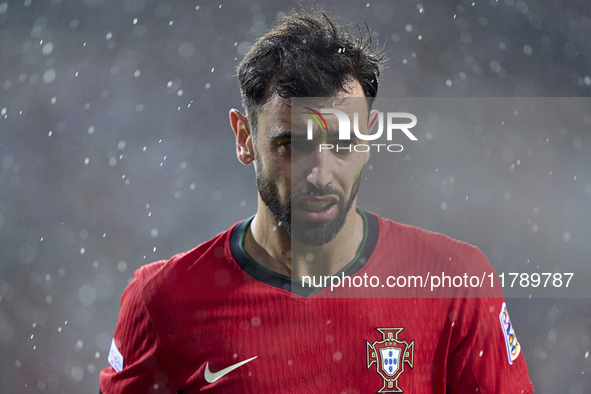 Bruno Fernandes of Portugal looks on during the UEFA Nations League 2024/25 League A Group A1 match between Portugal and Poland at Estadio D...