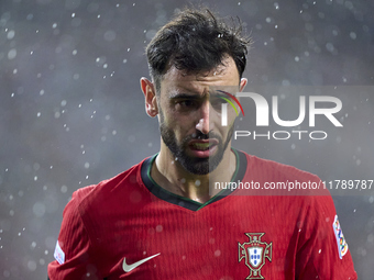 Bruno Fernandes of Portugal looks on during the UEFA Nations League 2024/25 League A Group A1 match between Portugal and Poland at Estadio D...