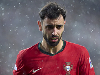 Bruno Fernandes of Portugal looks on during the UEFA Nations League 2024/25 League A Group A1 match between Portugal and Poland at Estadio D...