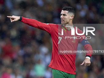 Cristiano Ronaldo of Portugal runs during the UEFA Nations League 2024/25 League A Group A1 match between Portugal and Poland at Estadio Do...