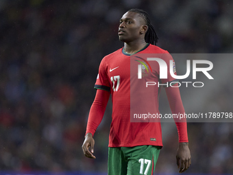 Rafael Leao of Portugal looks on during the UEFA Nations League 2024/25 League A Group A1 match between Portugal and Poland at Estadio Do Dr...