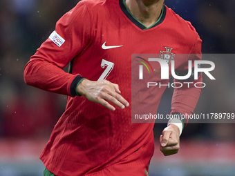 Cristiano Ronaldo of Portugal is in action during the UEFA Nations League 2024/25 League A Group A1 match between Portugal and Poland at Est...