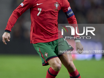 Cristiano Ronaldo of Portugal is in action during the UEFA Nations League 2024/25 League A Group A1 match between Portugal and Poland at Est...