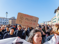 Approximately one thousand people, according to organizers, join a demonstration in Pisa, Italy, on November 15, 2024. The protest includes...