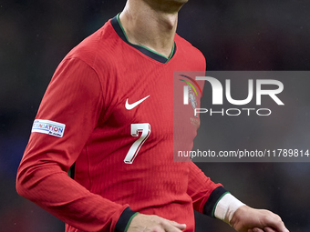 Cristiano Ronaldo of Portugal looks on during the UEFA Nations League 2024/25 League A Group A1 match between Portugal and Poland at Estadio...