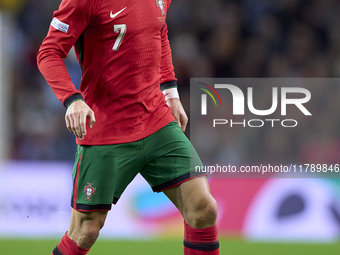 Cristiano Ronaldo of Portugal is in action during the UEFA Nations League 2024/25 League A Group A1 match between Portugal and Poland at Est...