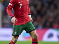 Cristiano Ronaldo of Portugal is in action during the UEFA Nations League 2024/25 League A Group A1 match between Portugal and Poland at Est...