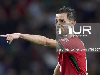 Bernardo Silva of Portugal reacts during the UEFA Nations League 2024/25 League A Group A1 match between Portugal and Poland at Estadio Do D...