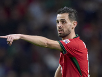 Bernardo Silva of Portugal reacts during the UEFA Nations League 2024/25 League A Group A1 match between Portugal and Poland at Estadio Do D...