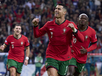 Cristiano Ronaldo of Portugal celebrates after scoring his team's second goal during the UEFA Nations League 2024/25 League A Group A1 match...